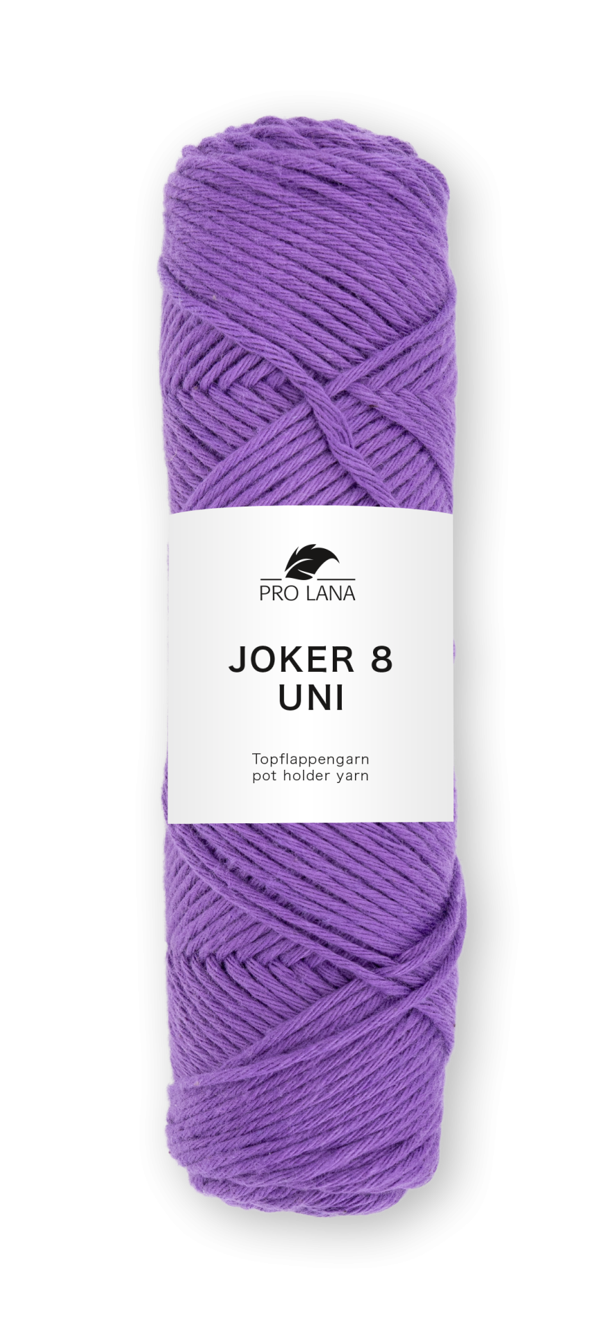 Novelo de fio de algodão roxo com etiqueta branca PRO LANA JOKER 8 UNI