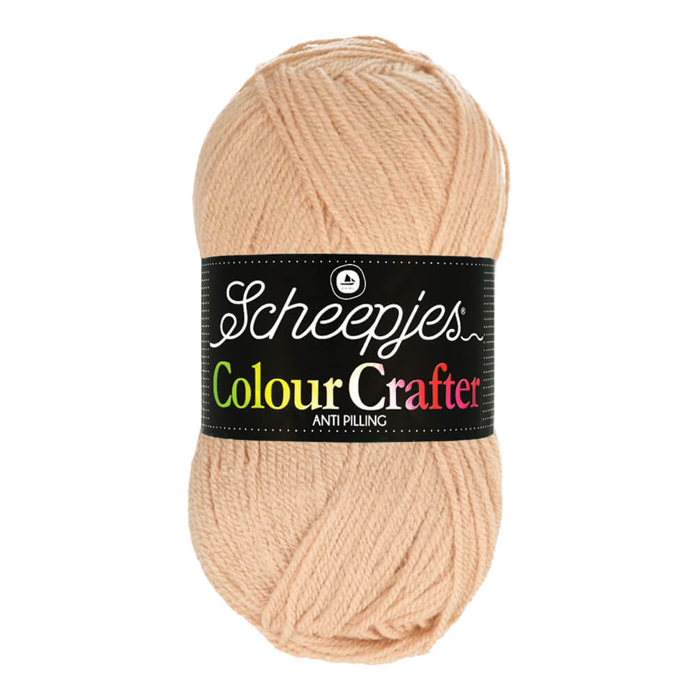 Novelo de lã bege Scheepjes Colour Crafter com etiqueta preta
