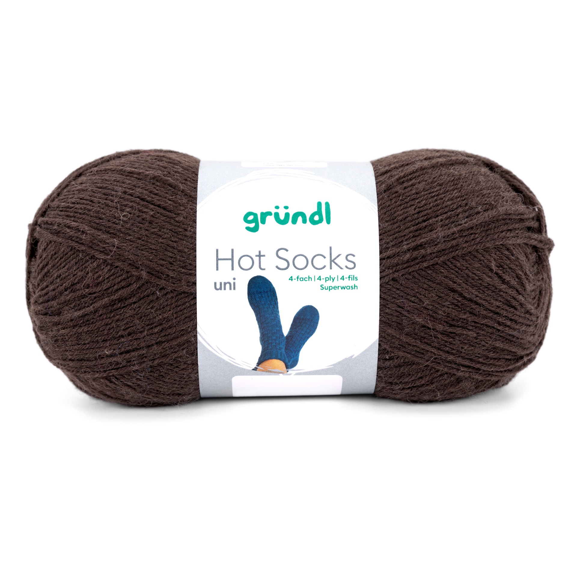 Novelo de lã castanha da marca gründl para meias