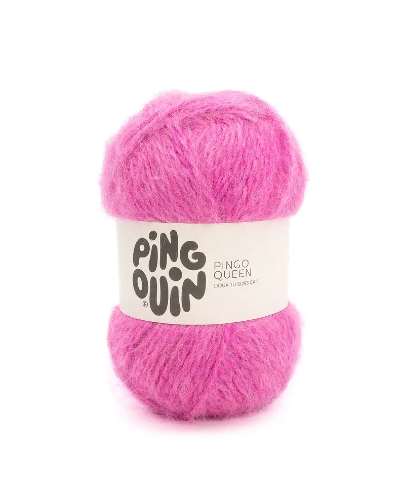 Novelo de lã rosa com etiqueta PINGOUIN PINGO QUEEN