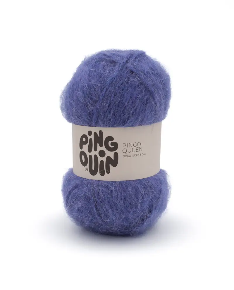 Novelo de lã roxa com etiqueta PINGOUIN PINGO QUEEN