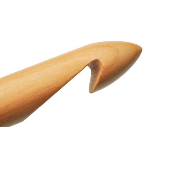 Gancho de madeira para crochet com ponta curva