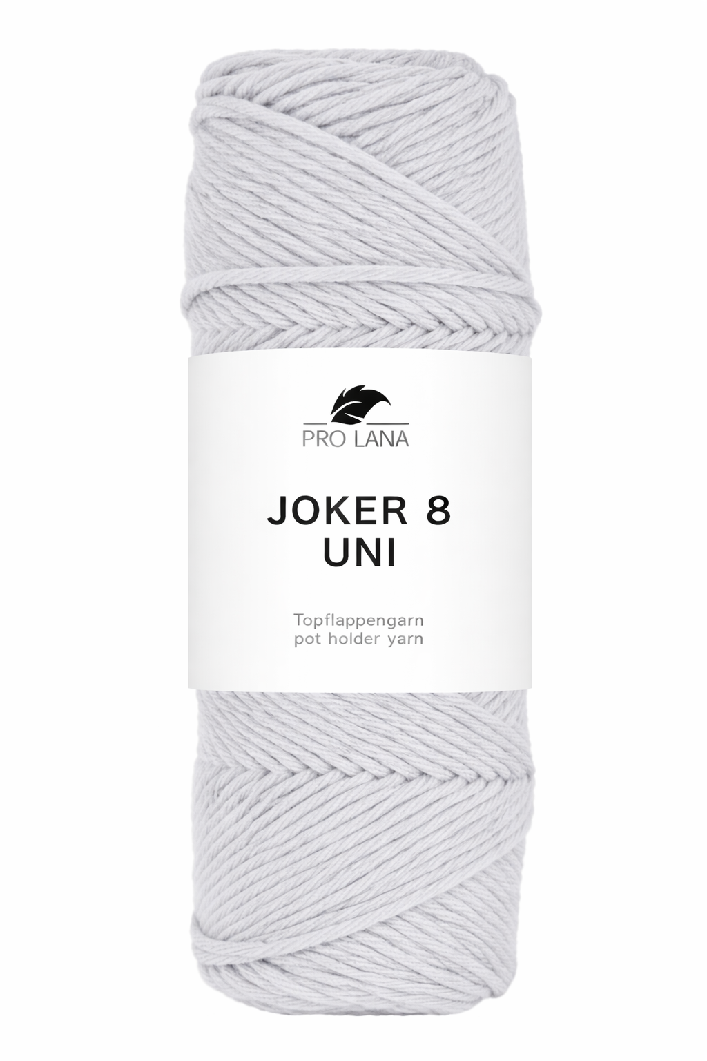 Novelo de fio branco com rótulo branco PRO LANA JOKER 8 UNI.