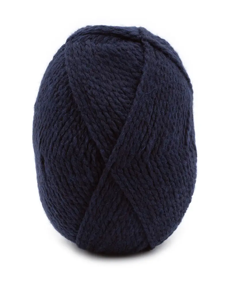 Ovillo de lã azul escuro com textura trançada
