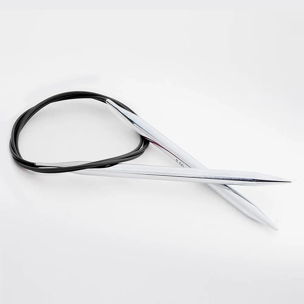 Agulhas de tricô circulares de metal com fio preto