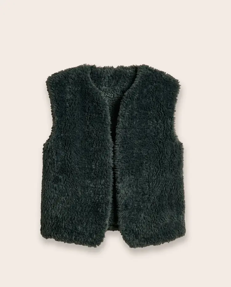 Colete feminino peludo verde escuro