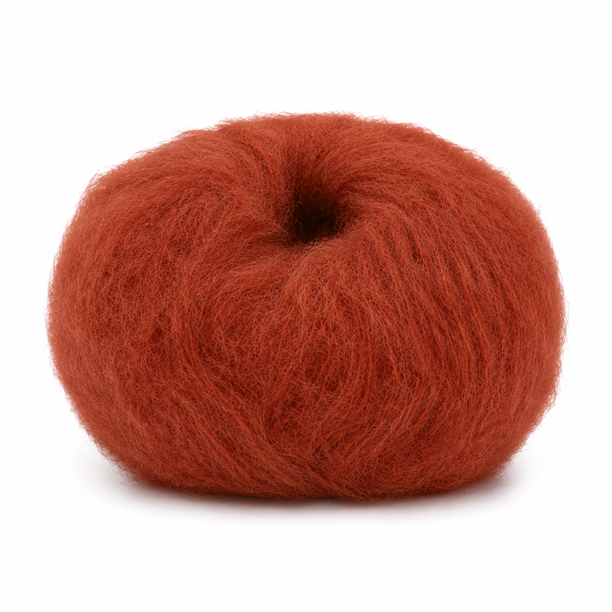 Novelo de fio mohair laranja avermelhado