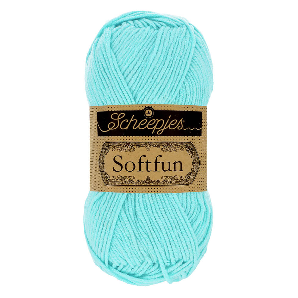 Fio de lã azul claro com etiqueta Scheepjes Soft fun