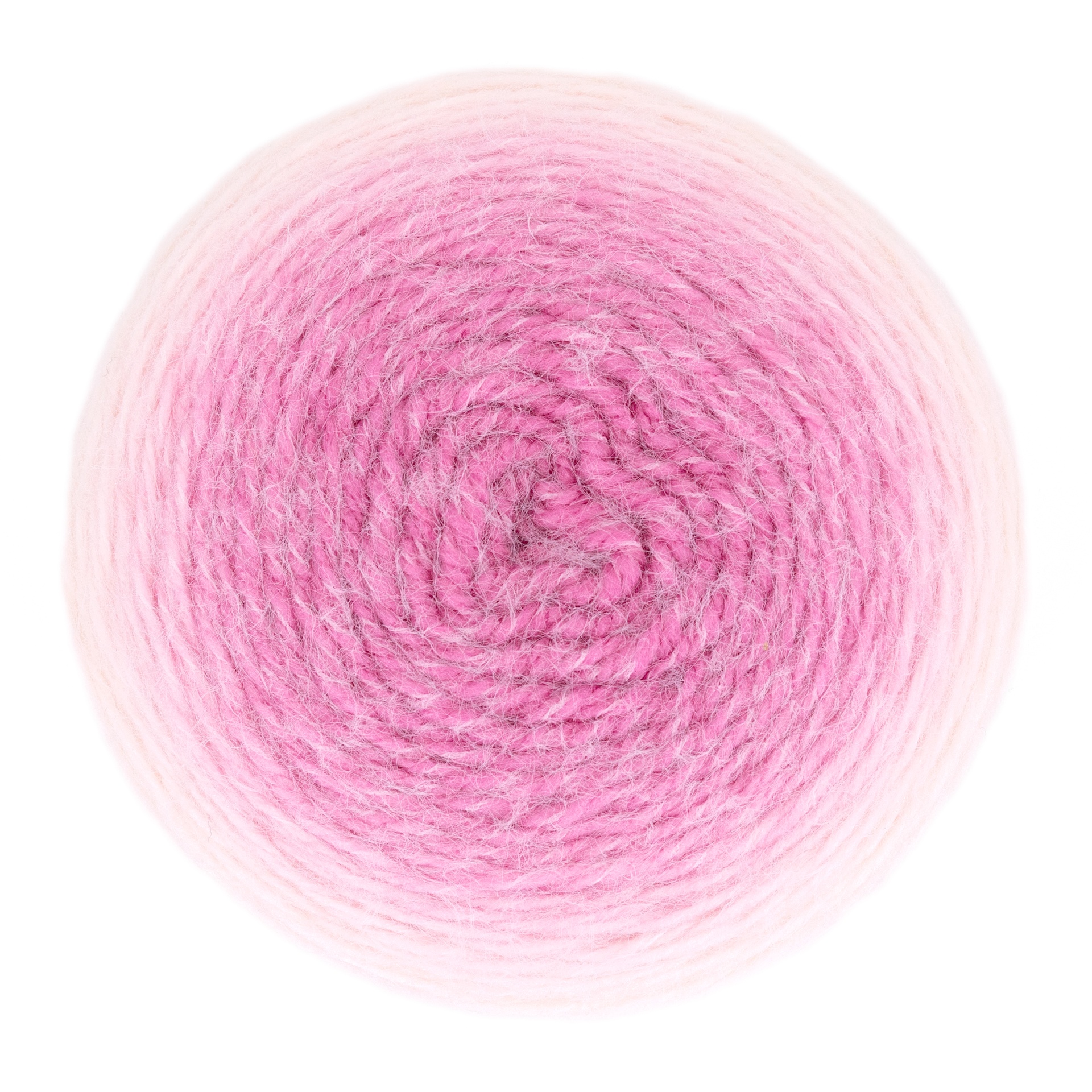Rolo de fio de lã rosa em degradê