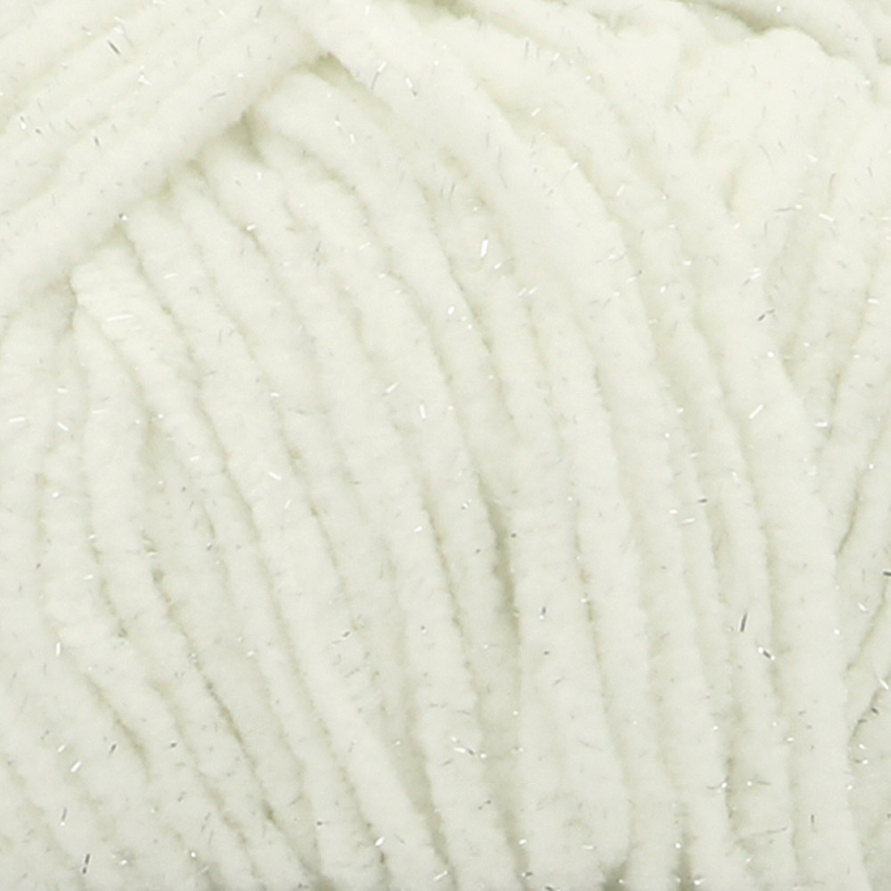 Fio de lã branco com fios brilhantes prateados entrelaçados