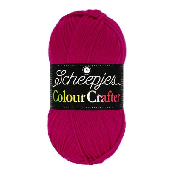 Novelo de lã rosa da marca Scheepjes ColourCrafter com etiqueta preta