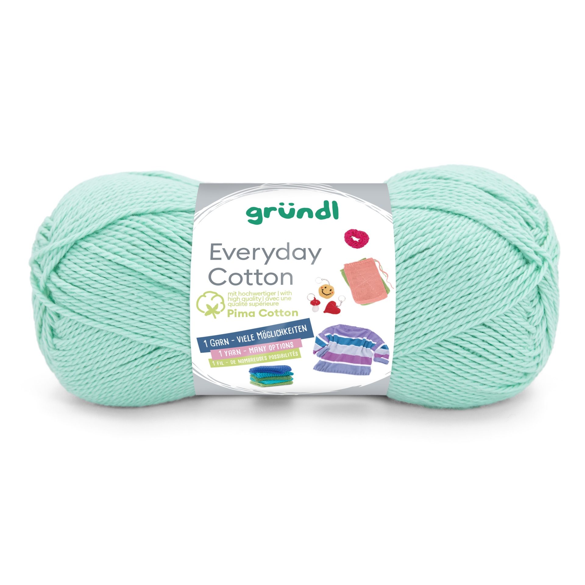 Novelo de fio algodão verde claro marca gründl