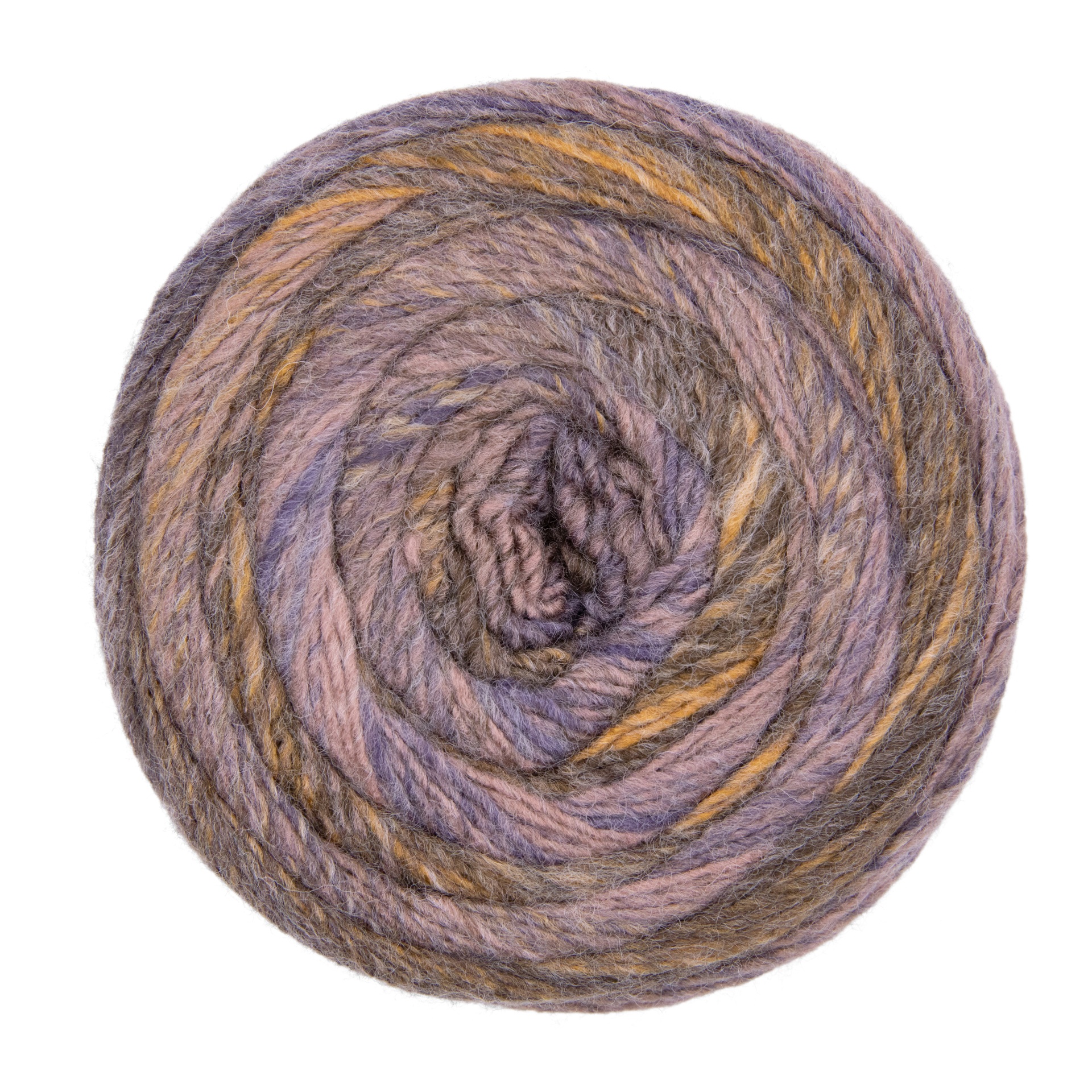 Novelo de lã multicolorida em tons pastéis enrolado em espiral