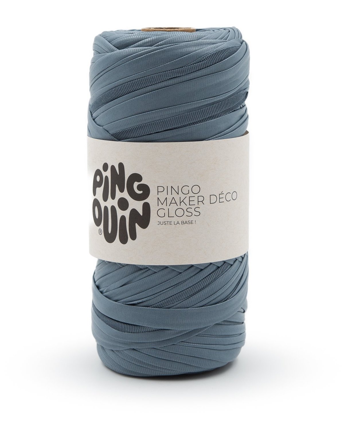 Rolo de fita azul cinza com etiqueta Pingo Ouin