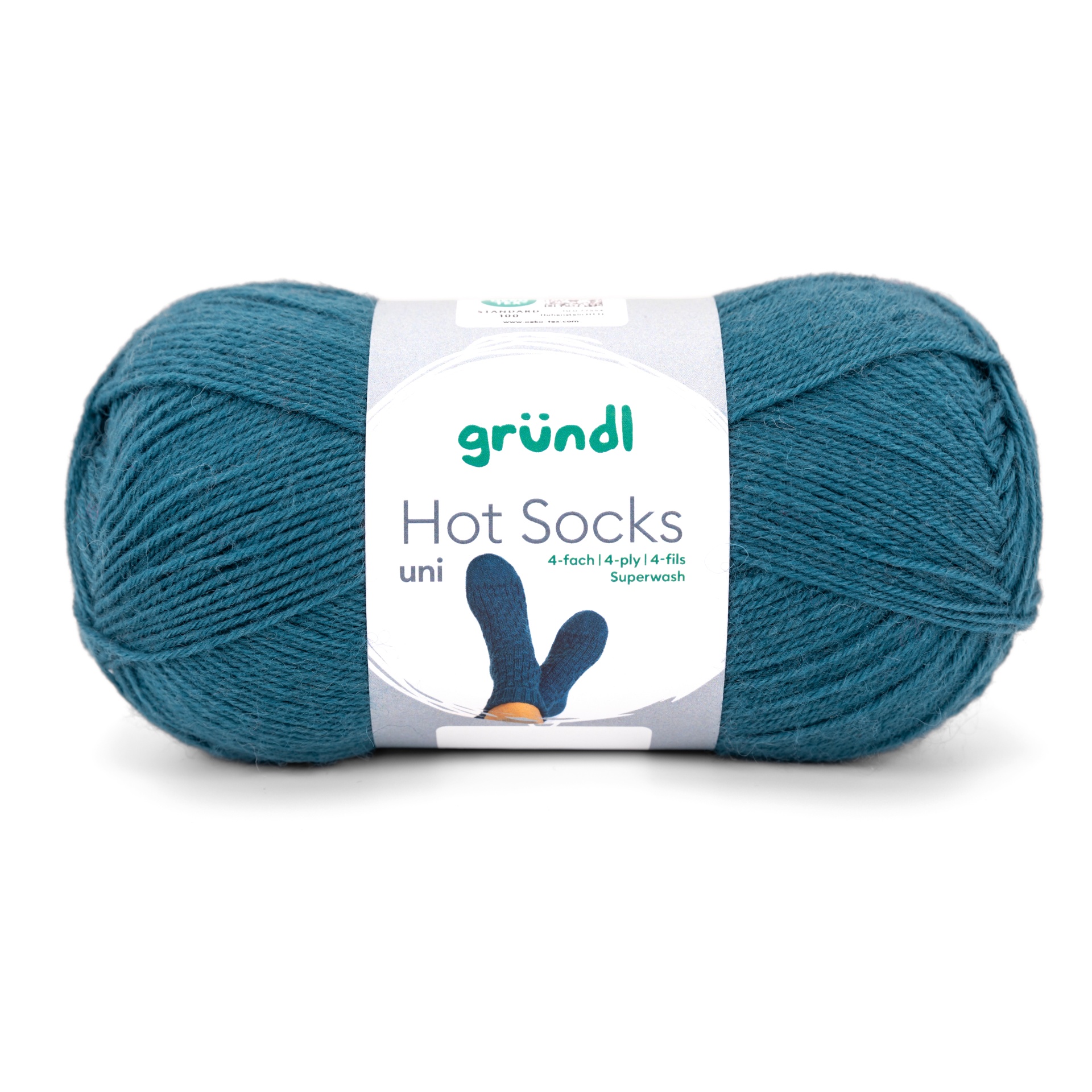 Novelo de lã Gründl Hot Socks uni azul petróleo