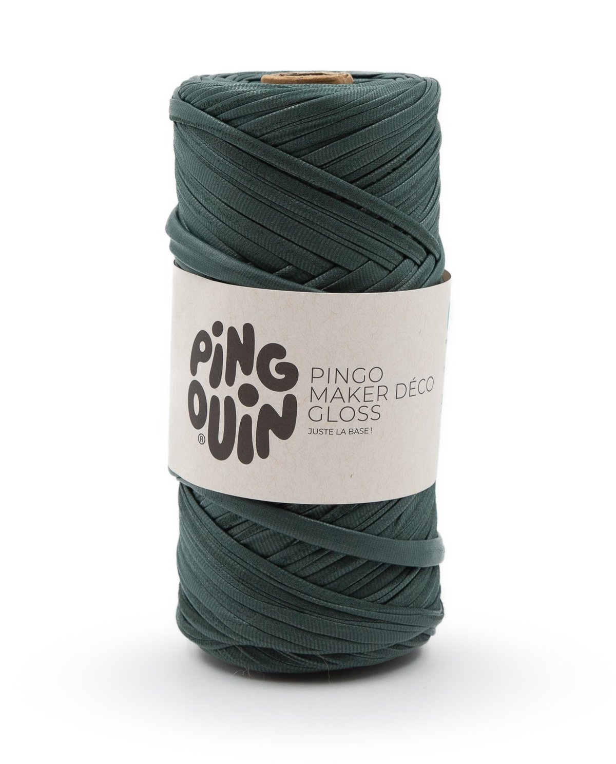 Rolo de fio verde escuro com etiqueta branca PINGOUIN