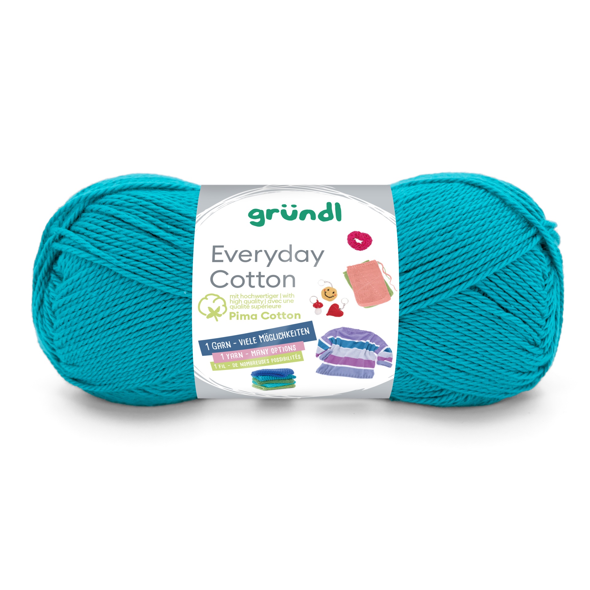 Novelo de lã azul turquesa Everyday Cotton da marca gründl