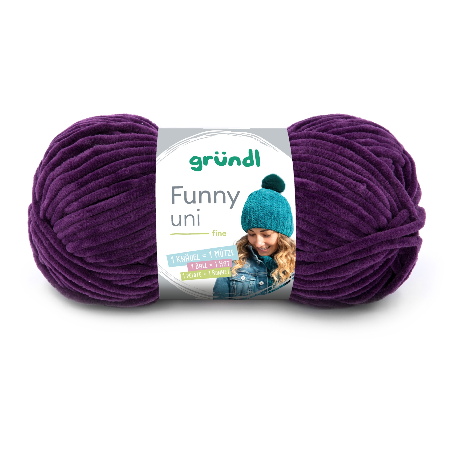Novelo de lã roxa gründl Funny uni fine com etiqueta