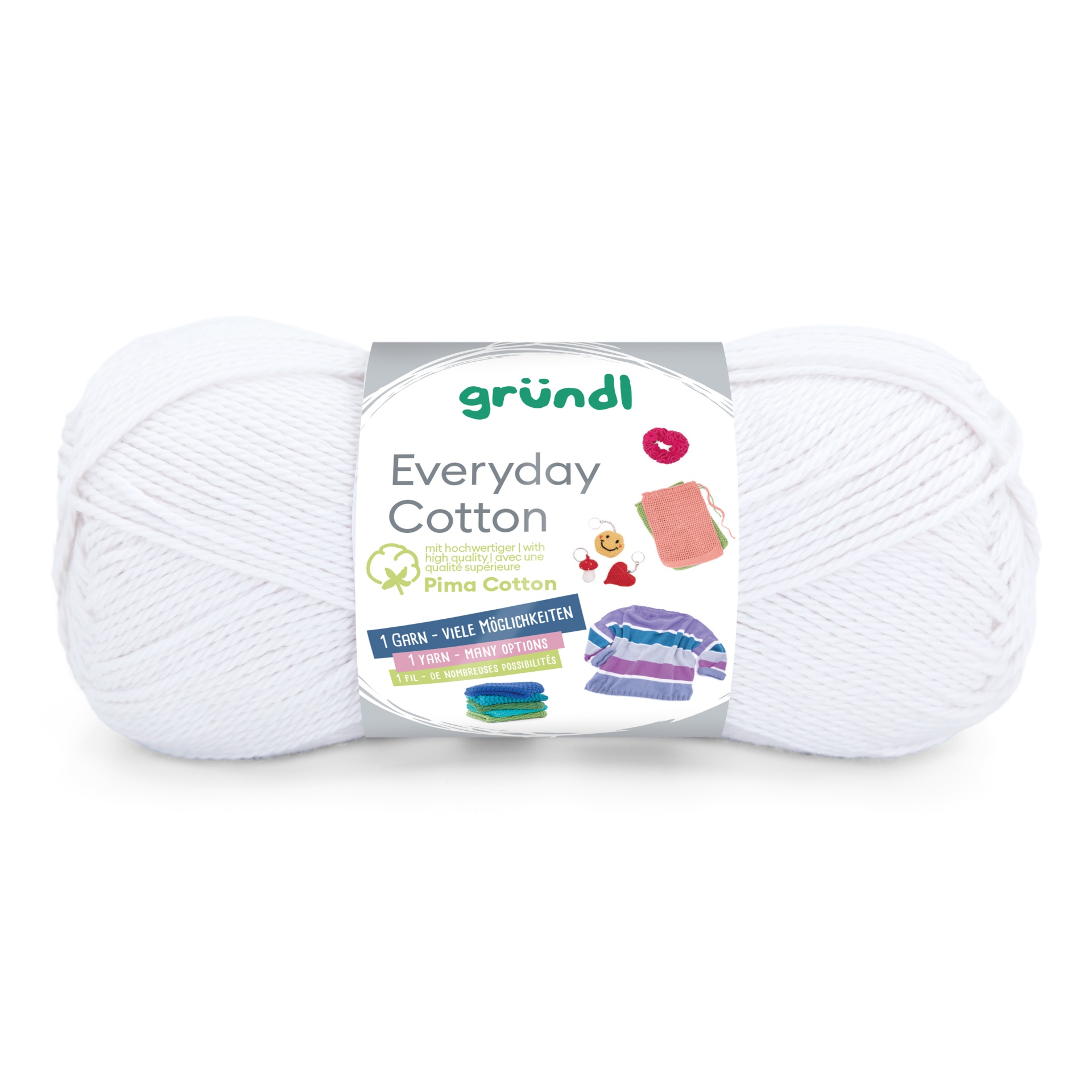 Novelo de fio branco de algodão Everyday Cotton Pima Cotton da marca gründl