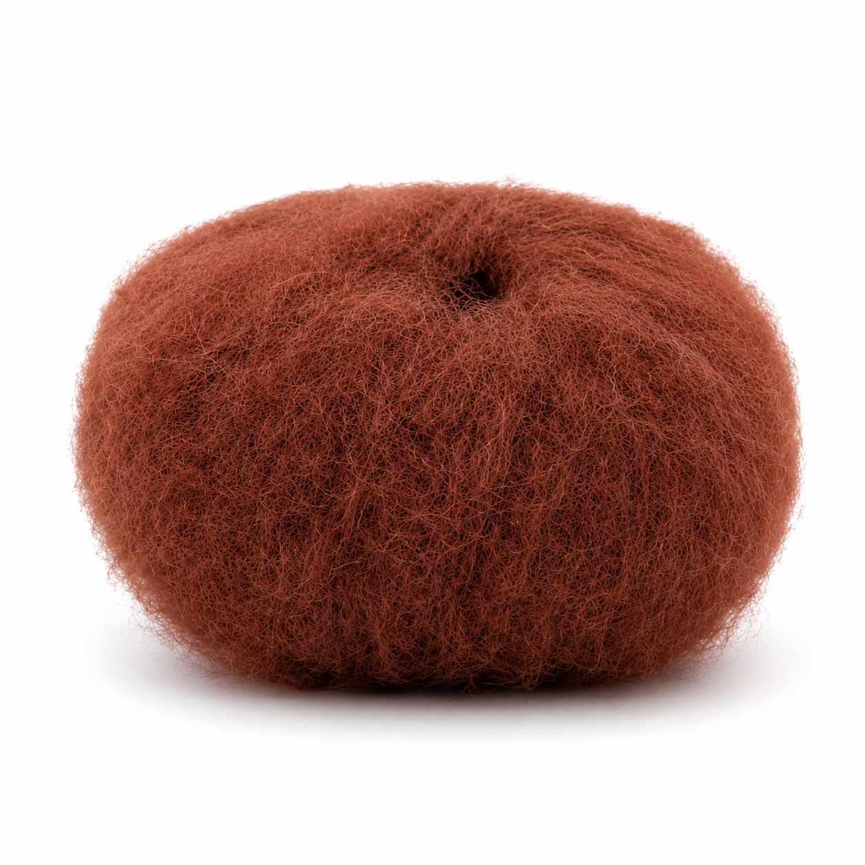 Pompom de pelo sintético castanho, redondo e fofo