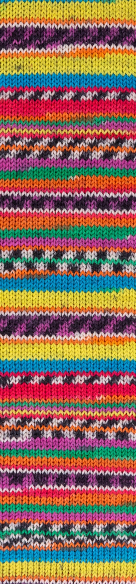 Tecido de malha colorida com padrão listrado horizontal e cores vibrantes