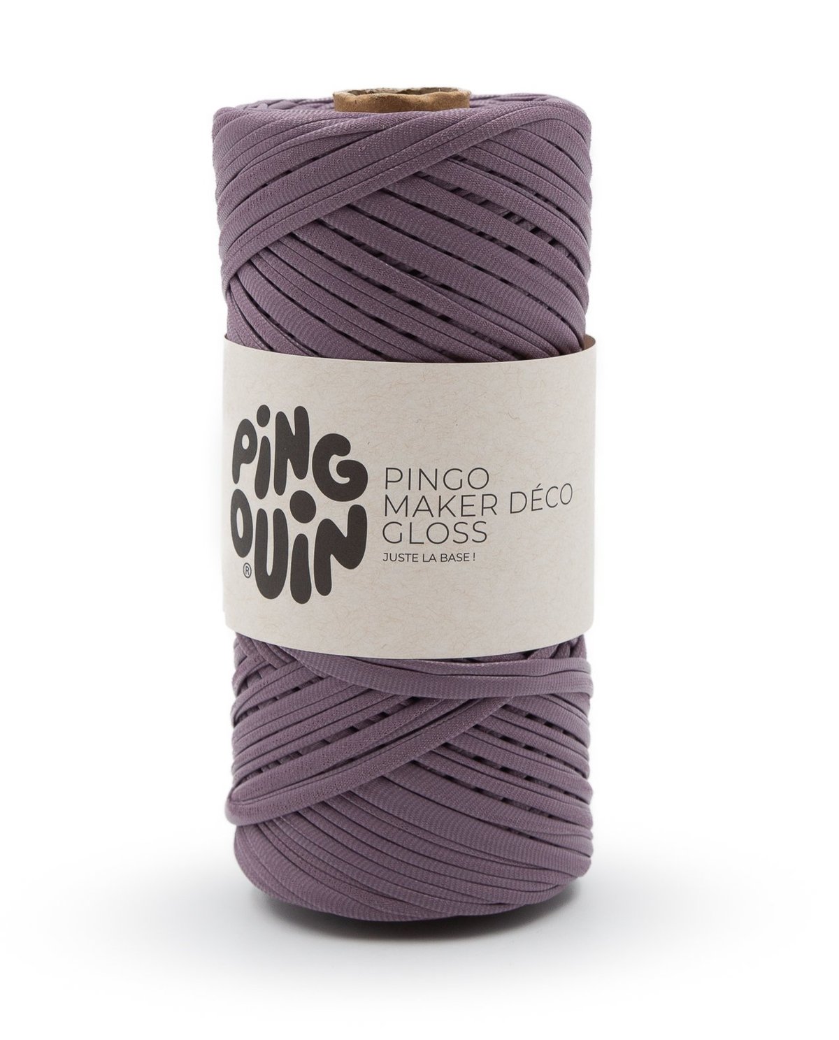Rolo de fio grosso roxo com etiqueta PINGOUIN