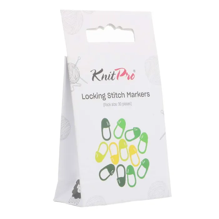 Embalagem de marcadores de pontos de tricô KnitPro em papel branco