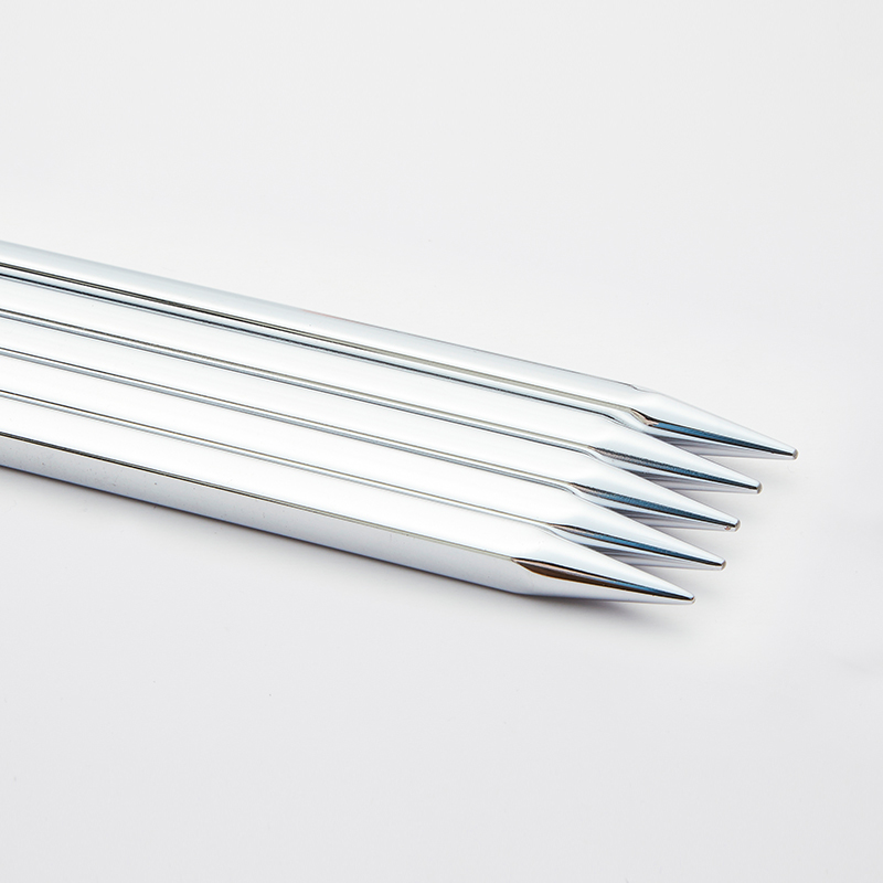 Conjunto de agulhas metálicas prateadas para tricô