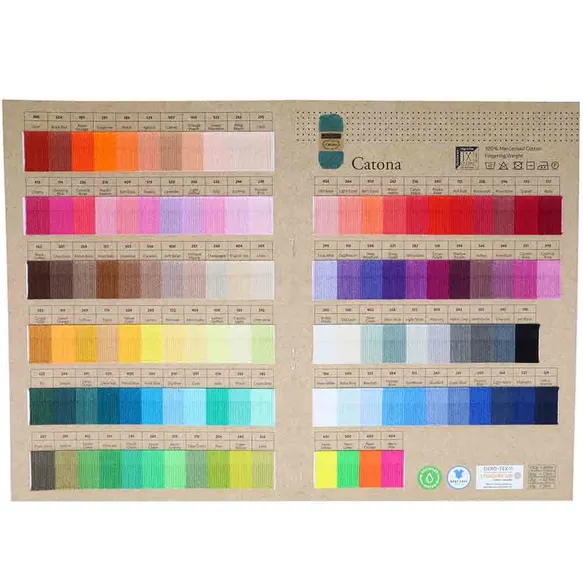 Cartela de cores para fios Catona organizada por tons
