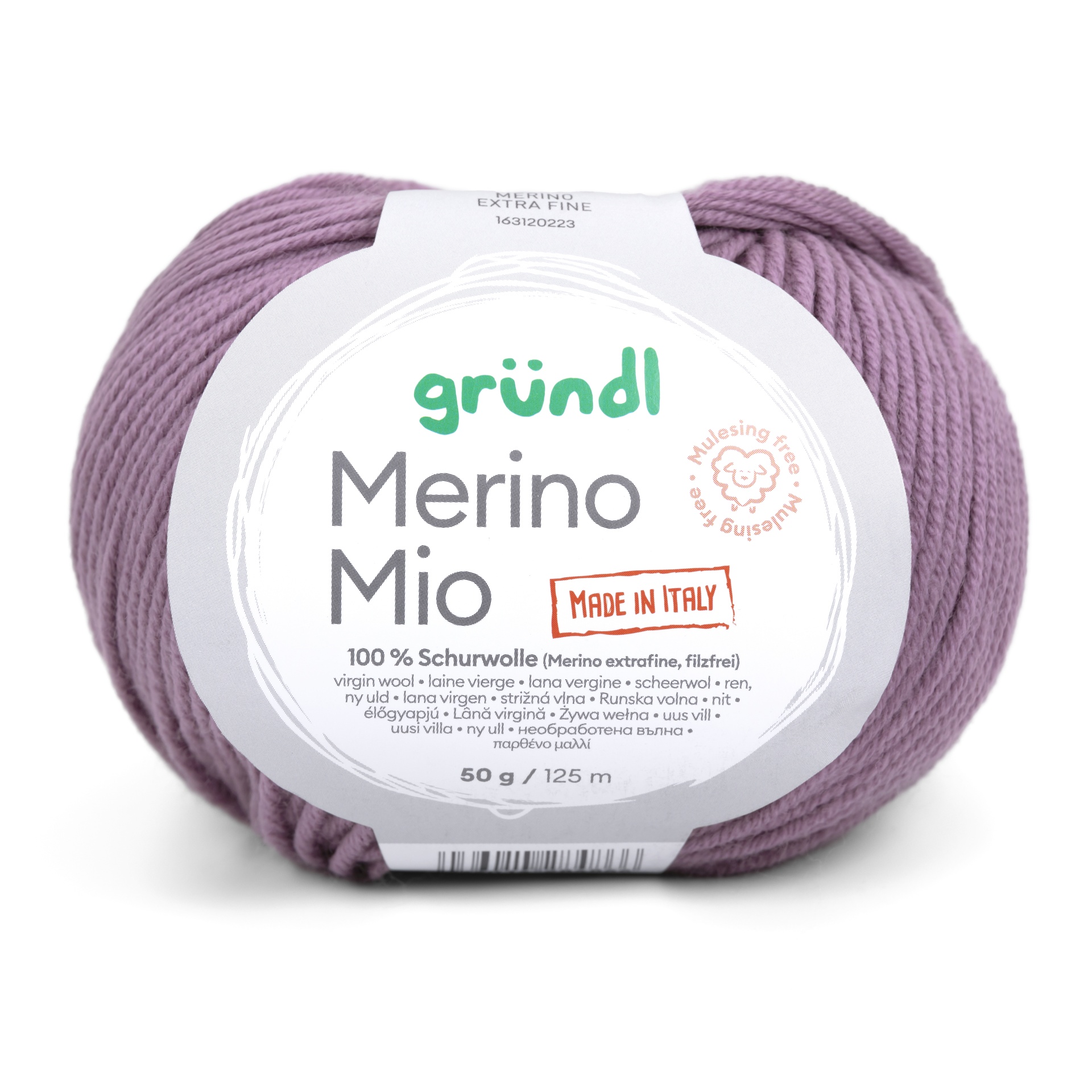 Novelo de lã malva gründl Merino Mio 100% lã virgem merino extrafina