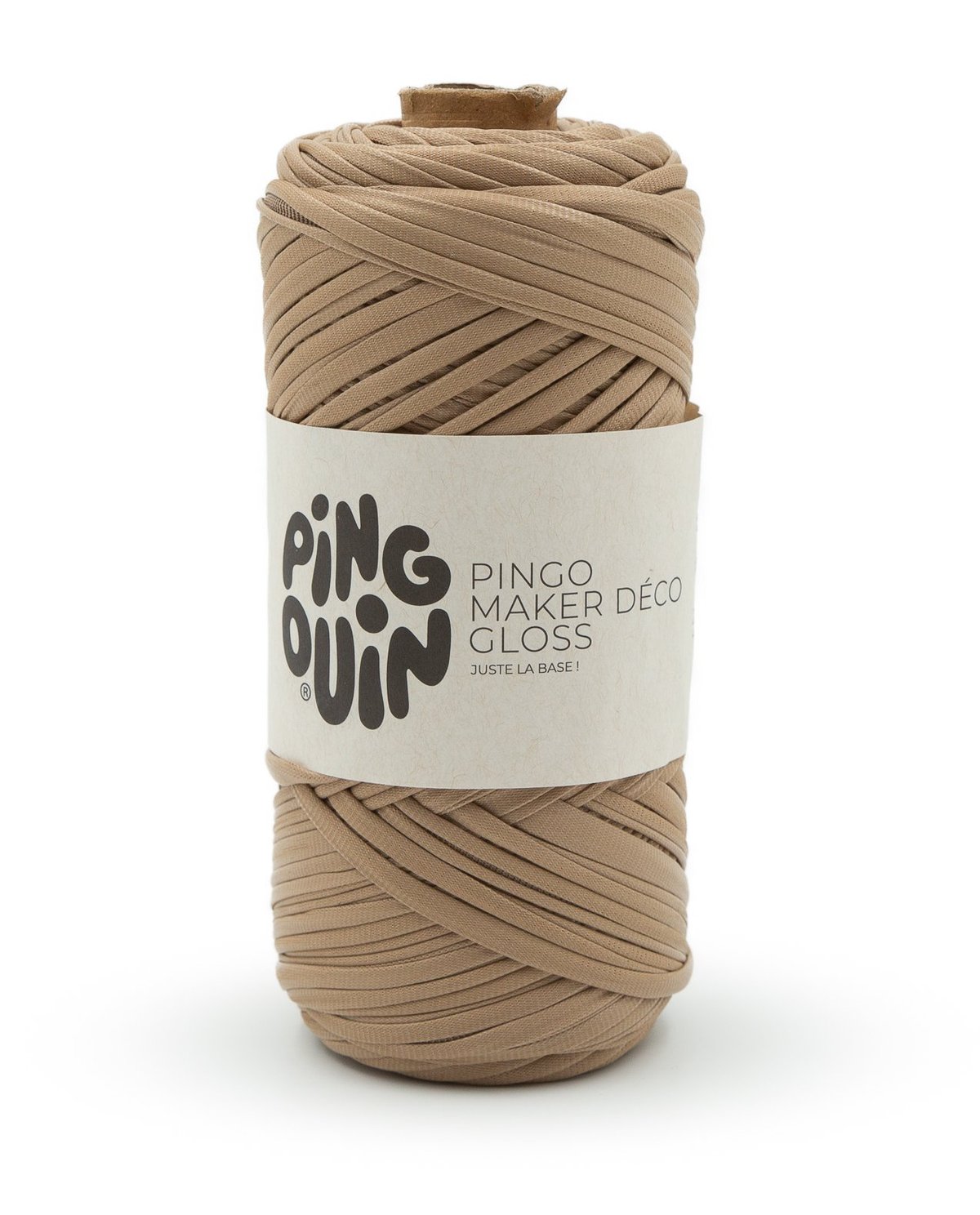 Rolo de fio têxtil bege com etiqueta PINGOUIN PINGO MAKER DÉCO