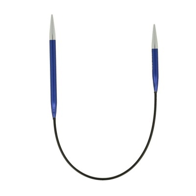 Agulhas de tricot azuis com cabo flexível