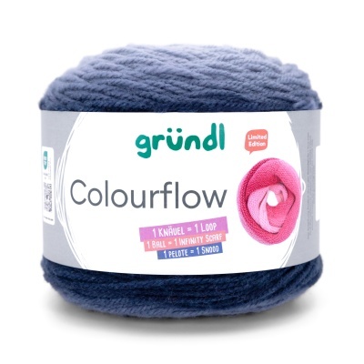 Novelo de lã grosso azul da marca gründl Colourflow edição limitada