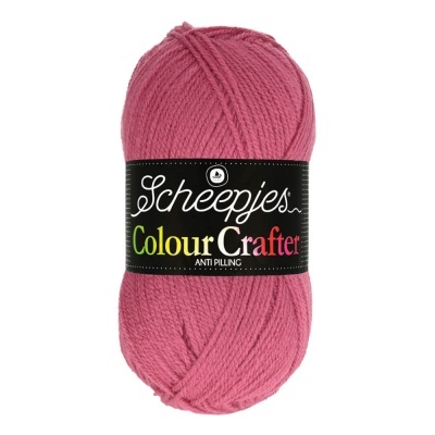 Novelo de lã rosa Scheepjes Colour Crafter com etiqueta preta