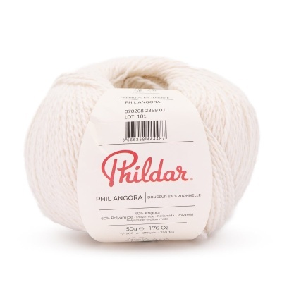Novelo de lã PHILDAR PHIL ANGORA creme com etiqueta branca