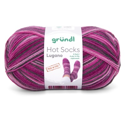 Novelo de lã multicolorido para meias com etiqueta gründl Hot Socks Lugano