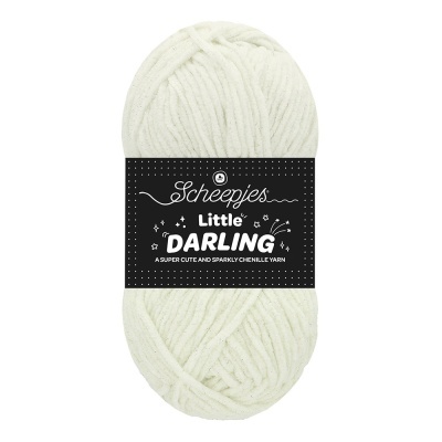 Novelo de fio chenille branco Scheepjes Little Darling com brilho