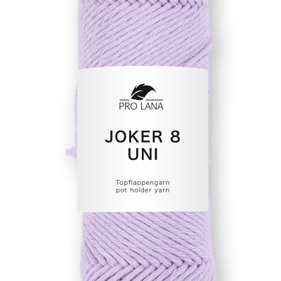 Novelo de fio lilás com rótulo branco