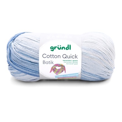 Novelo de fio de algodão azul e branco da marca gründl Cotton Quick Batik