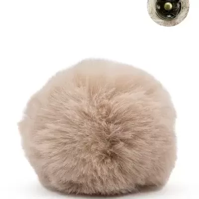 Pompom redondo bege com textura peluda