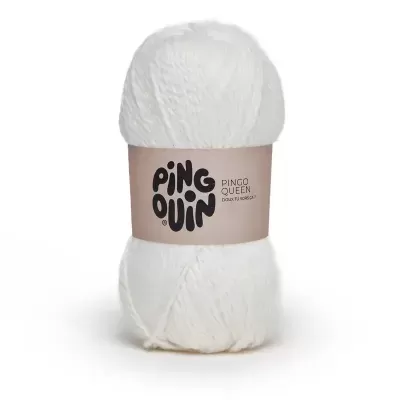 Novelo de lã branco com etiqueta PINGOUIN