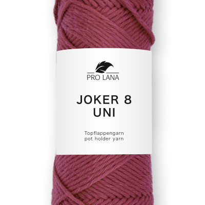 Novelo de fio de lã cor rosa escuro com etiqueta branca com texto