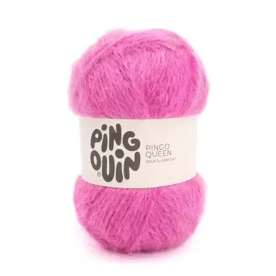 Novelo de lã rosa com etiqueta PINGOUIN PINGO QUEEN