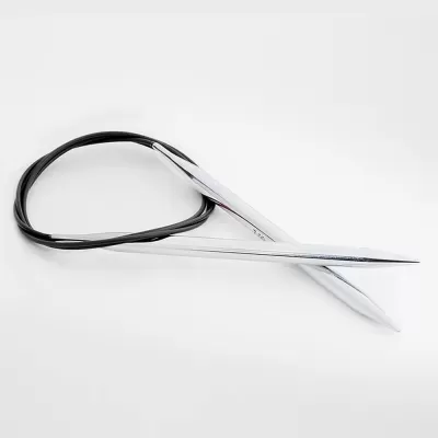 Agulhas de tricô circulares de metal com fio preto