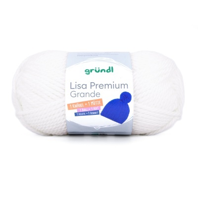 Novelo de lã branca Lisa Premium Grande da gr\u00fcn\u00e1l