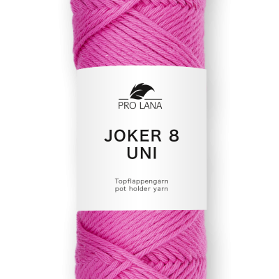 Novelo de fio cor-de-rosa JOKER 8 UNI da PRO LANA num fundo preto