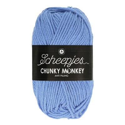 Novelo de lã azul Scheepjes Chunky Monkey com etiqueta preta