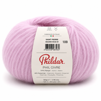 Novelo de lã rosa claro com etiqueta branca