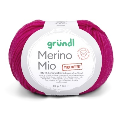 Novelo de lã Merino Mio rosa forte, embalagem branca marked gründl, 50 g / 125 m.