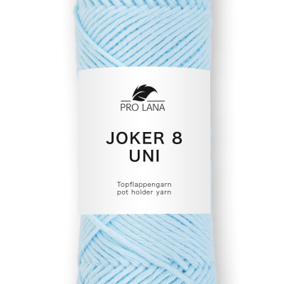 Novelo de fio azul claro com rótulo branco